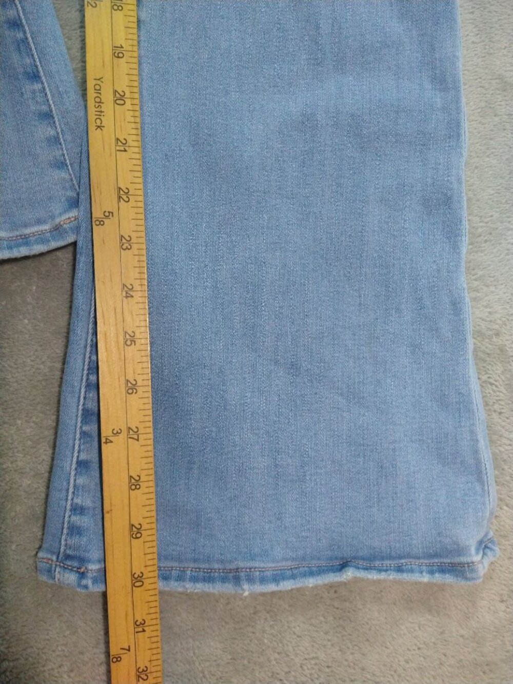 American Eagle Jeans Womens 10 Blue Denim Curvy Super High Rise Flare Distressed - Picture 5 of 10